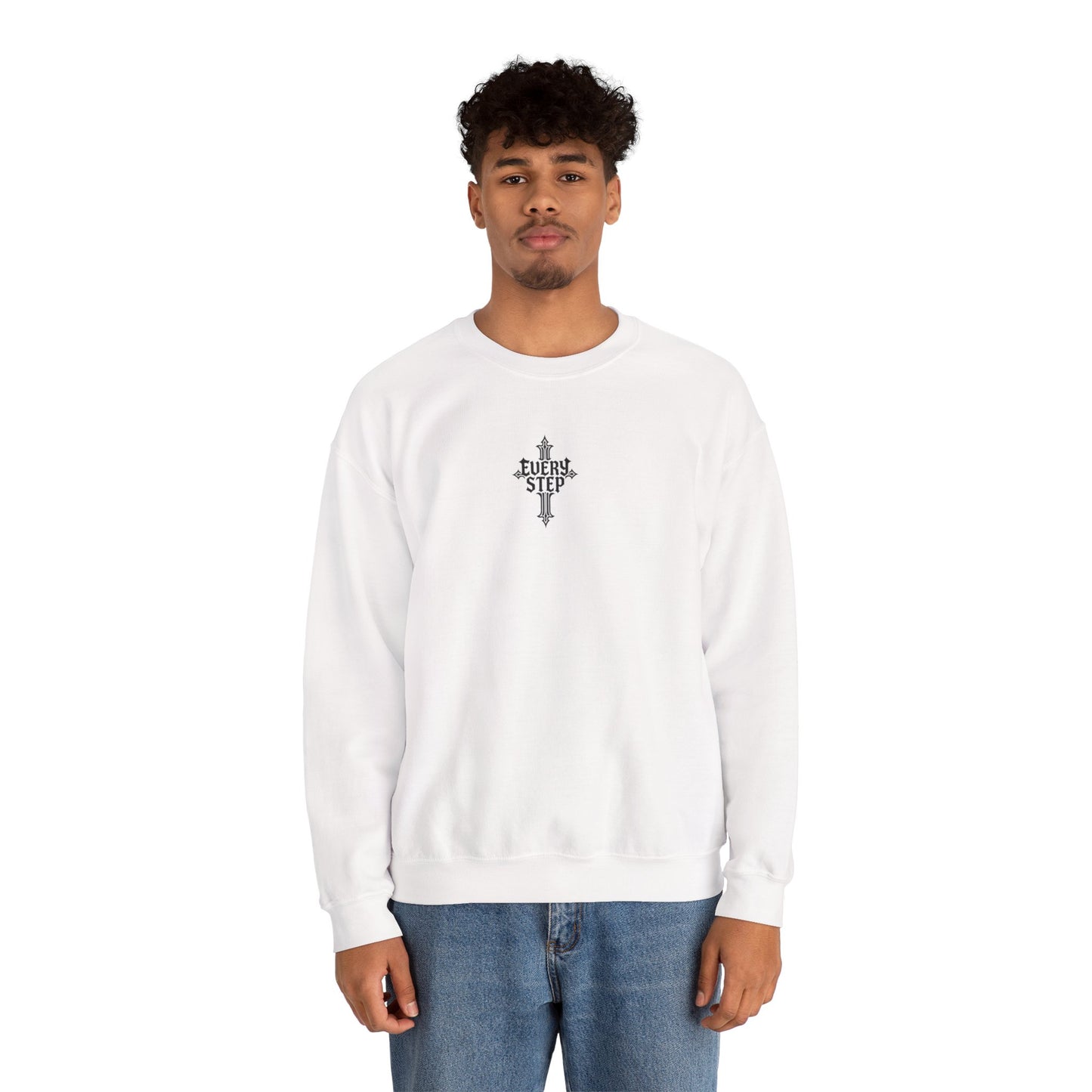 Sweat-shirt unisexe Every Step à col rond - Cadeau spirituel, vêtement confortable, mode inspirée par la foi, style et confort, idéal au quotidien, cadeau pour elle 