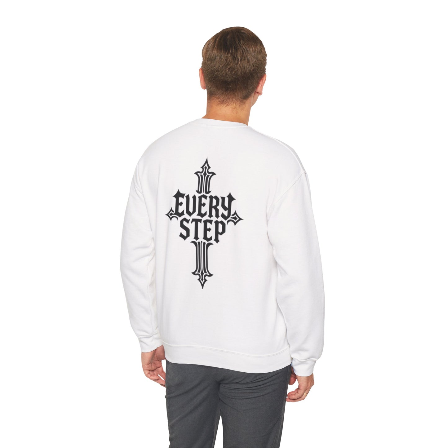 Sweat-shirt unisexe Every Step à col rond - Cadeau spirituel, vêtement confortable, mode inspirée par la foi, style et confort, idéal au quotidien, cadeau pour elle 