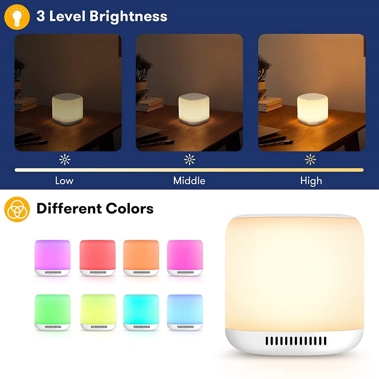 Aide au sommeil pour bébé avec bruit blanc et lumières colorées