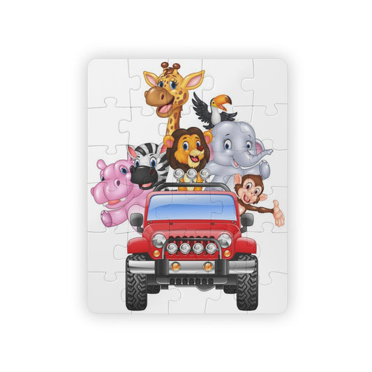 Kids' 30-Piece Puzzle — Cute Safari Animals in Red Jeep | Toddler Jigsaw Toy